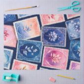 カラフルアンティークスタンプアートティッシュペーパー 薄葉紙 (クラフト)