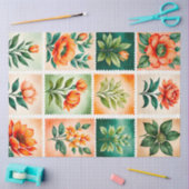 カラフルアンティークスタンプアートティッシュペーパー 薄葉紙 (クラフト)