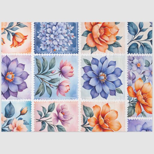 カラフルアンティークスタンプアートティッシュペーパー 薄葉紙 (正面)