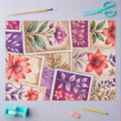 カラフルアンティークスタンプアートティッシュペーパー 薄葉紙 (クラフト)