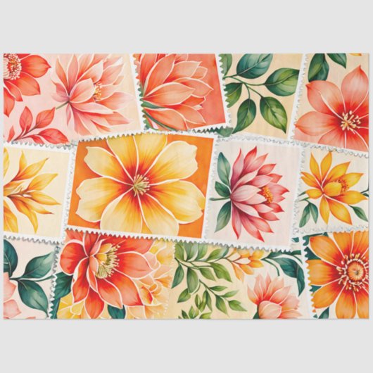 カラフルアンティークスタンプアートティッシュペーパー 薄葉紙 (正面)