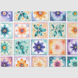 カラフルアンティークスタンプアートティッシュペーパー 薄葉紙