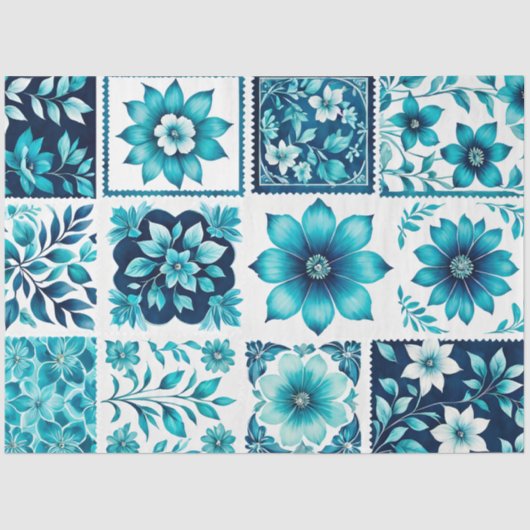 カラフルアンティークスタンプアートティッシュペーパー 薄葉紙 (正面)