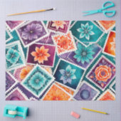 カラフルアンティークスタンプアートティッシュペーパー 薄葉紙 (クラフト)