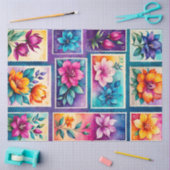 カラフルアンティークスタンプアートティッシュペーパー 薄葉紙 (クラフト)