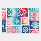 カラフルアンティークスタンプ紙シート ラッピングペーパーシート (正面3)