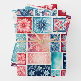 カラフルアンティークスタンプ紙シート ラッピングペーパーシート