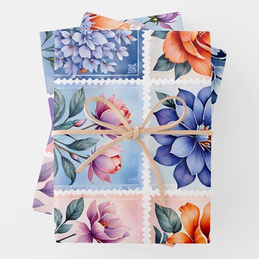 カラフルアンティークスタンプ紙シート ラッピングペーパーシート