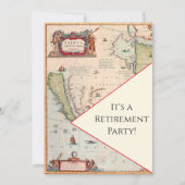 カラフルアンティークヴィンテージマップ退職パーティー 招待状 (正面)