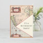 カラフルアンティークヴィンテージマップ退職パーティー 招待状 (スタンド正面)