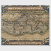 カラフルアンティークヴィンテージ世界地図 ラッピングペーパー (フラット)