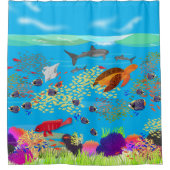 カラフルアンド鮮やかンガルーコーラルリーフ シャワーカーテン (正面)