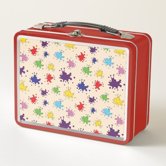 カラフルアーティストパレ絵を描ット（ばちゃばちゃ）跳ねるインク メタルランチボックス (正面)