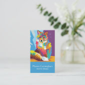 カラフルアートキツネポートレート 名刺 (スタンド正面)