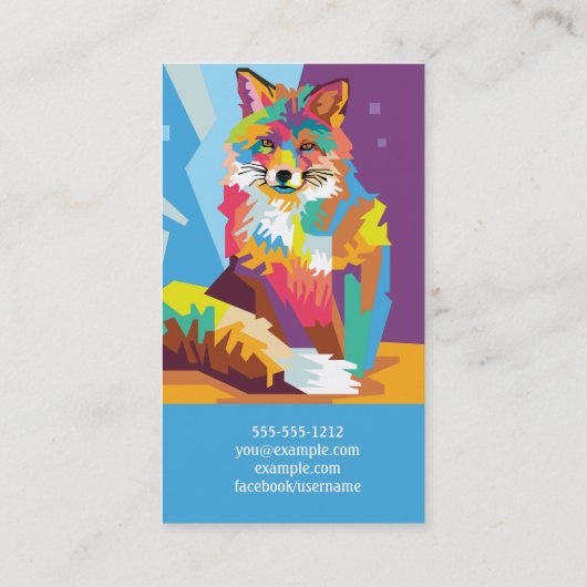 カラフルアートキツネポートレート 名刺 (裏面)