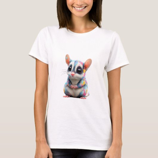 カラフルアートフクロモモンガの女性 Tシャツ (正面)