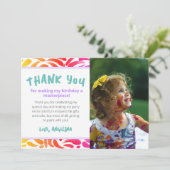 カラフルアートペイントパーティーガール誕生日 サンキューカード (スタンド正面)