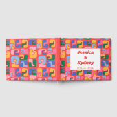 カラフルアートモダン抽象芸術赤結婚図形 ゲストブック (全面)