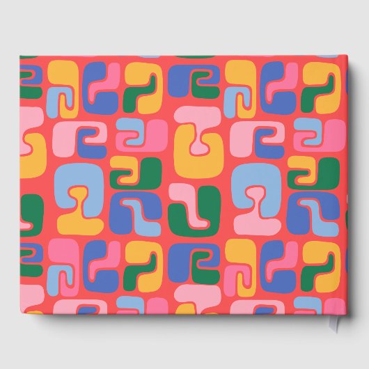 カラフルアートモダン抽象芸術赤結婚図形 ゲストブック (裏面)