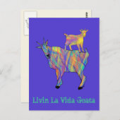 カラフルアートヤギ立ちデザイン ポストカード (正面/裏面)