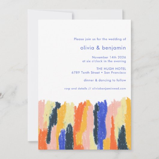 カラフルアートユニーク抽象芸術写真結婚の 招待状 (正面)