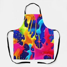 カラフルアートワークの絵を描滴下 エプロン