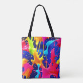 カラフルアートワークの絵を描滴下 トートバッグ (裏面)