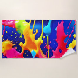 カラフルアートワークの絵を描滴下 ビーチタオル