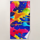 カラフルアートワークの絵を描滴下 ビーチタオル (正面)