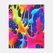 カラフルアートワークの絵を描滴下 フリースブランケット (正面)