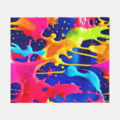 カラフルアートワークの絵を描滴下 フリースブランケット (正面(横))