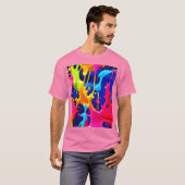 カラフルアートワークの絵を描滴下 Tシャツ (正面フル)
