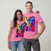 カラフルアートワークの絵を描滴下 Tシャツ (ユニセックス)