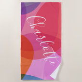 カラフルアート抽象芸術パーソナライズされた名 ビーチタオル (正面)