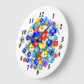 カラフルアールデコの花 ラージ壁時計 (傾斜)