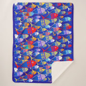 カラフルアールデコデザイン シェルパブランケット (正面)