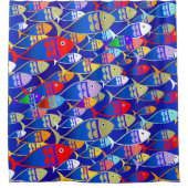 カラフルアールデコデザイン シャワーカーテン (正面)