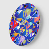 カラフルアールデコデザイン ラージ壁時計 (傾斜)