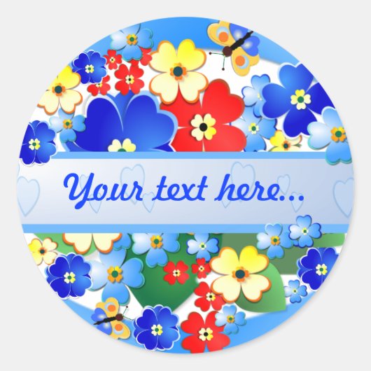 カラフルアールデコ花デザイン ラウンドシール (正面)