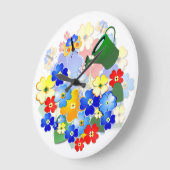 カラフルアールデコ花デザイン ラージ壁時計 (傾斜)