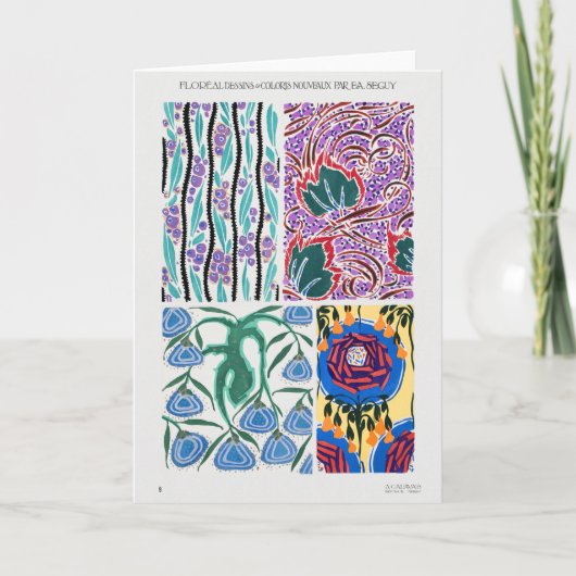 カラフルアールヌーボーグラフィックデザイン花 カード (正面)