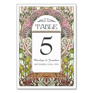 カラフルアールヌーボー結婚のテーブルカード(Set #9) テーブルナンバー
