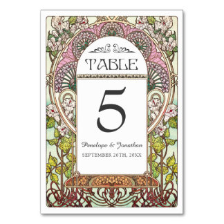 カラフルアールヌーボー結婚のテーブルカード(Set #9) テーブルナンバー