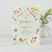 カラフルア絵を描ブの赤ちゃんシャワー 招待状 (スタンド正面)