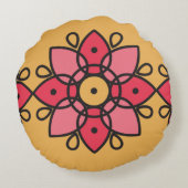 カラフルイエローとピンクのデザインホーム ラウンドクッション (裏面)