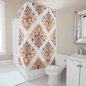 カラフルイカットパターンのヴィンテージスタイル。エレガント シャワーカーテン (インサイチュ)