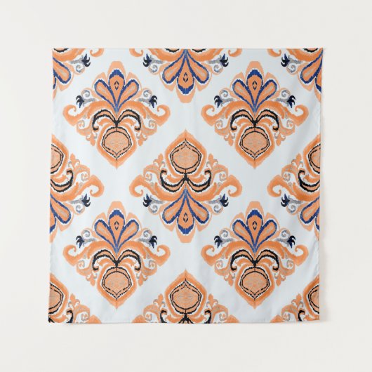 カラフルイカットパターンのヴィンテージスタイル。エレガント タペストリー (正面)