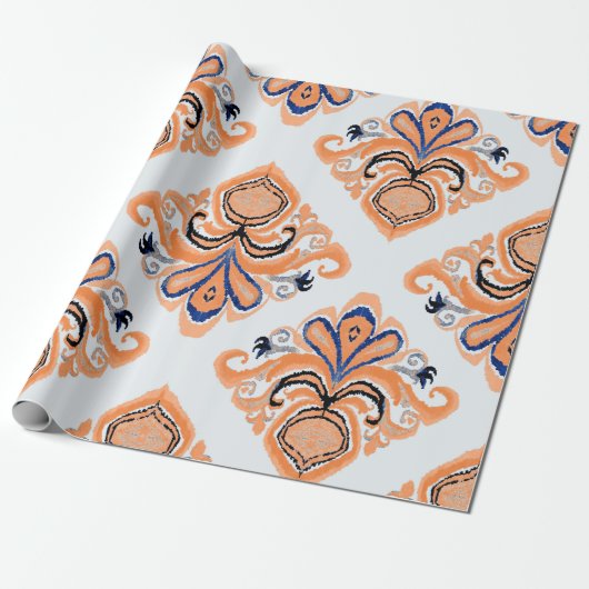 カラフルイカットパターンのヴィンテージスタイル。エレガント ラッピングペーパー (アンロールド)