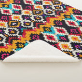 カラフルイカット幾何インスパイアパターン シェルパブランケット (3/4)