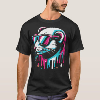 カラフルイタチサングラスアートクール Tシャツ
